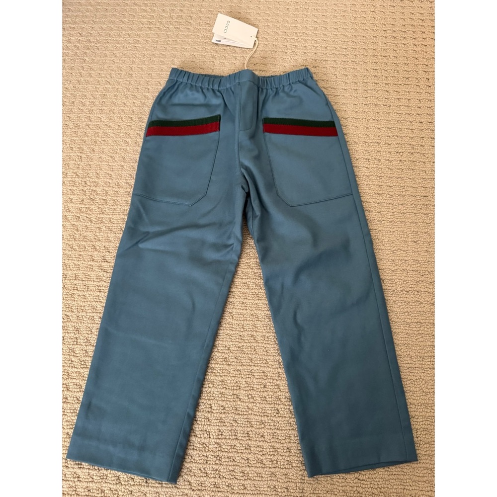 Gucci Blue Kids Sweatpants with Red and Green Stripes